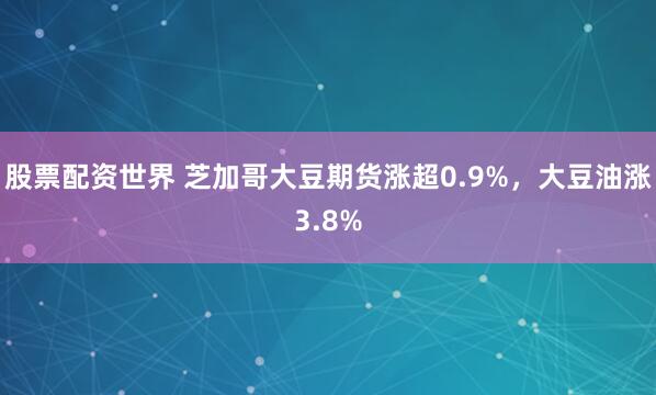股票配资世界 芝加哥大豆期货涨超0.9%，大豆油涨3.8%