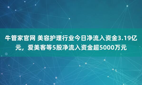 牛管家官网 美容护理行业今日净流入资金3.19亿元，爱美客等5股净流入资金超5000万元