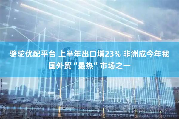 骆驼优配平台 上半年出口增23% 非洲成今年我国外贸“最热”市场之一